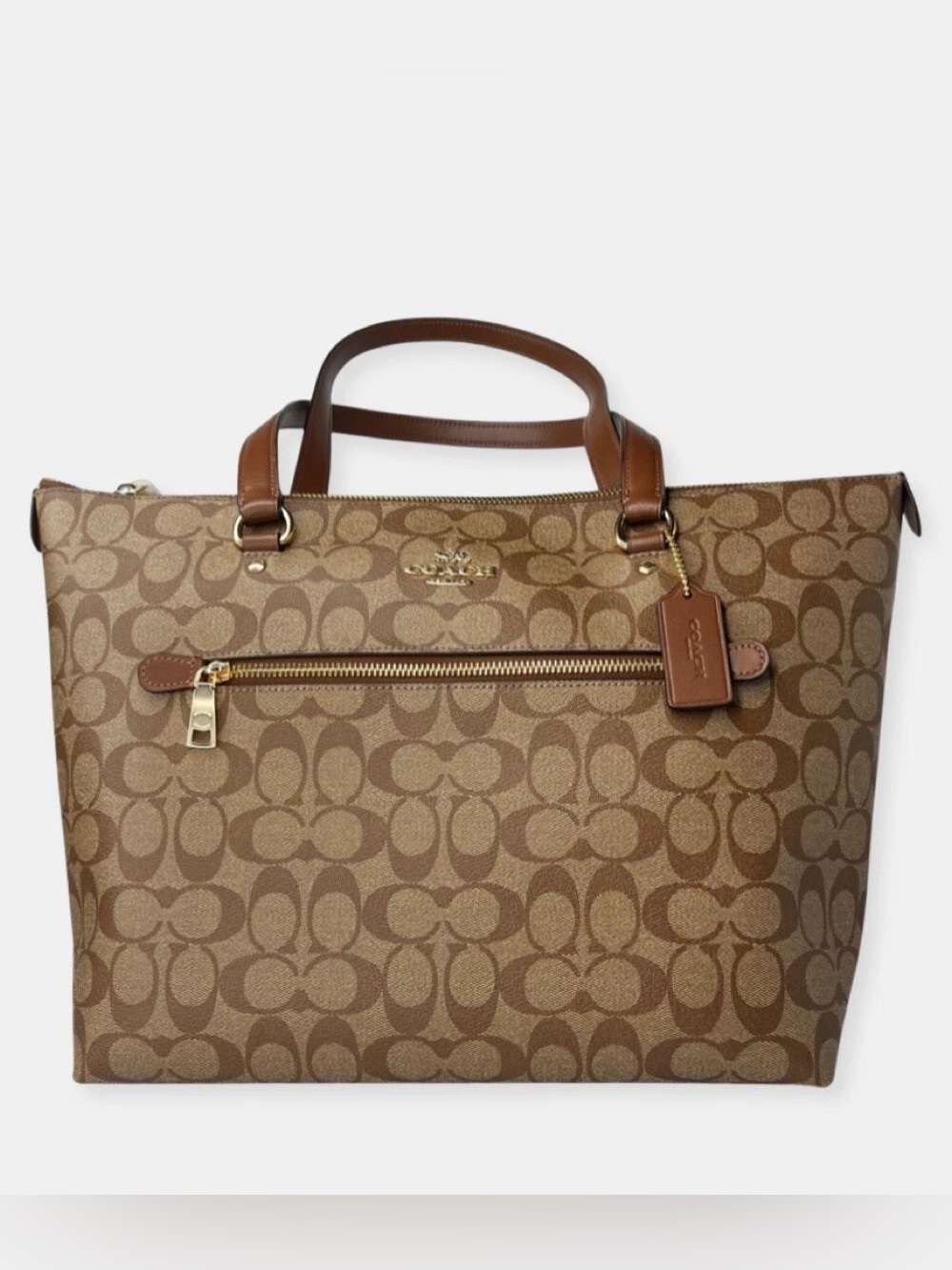 Coach Brown Tan Signature Leather Tote